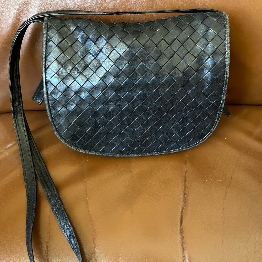 Elegant Black Woven Leather Bag